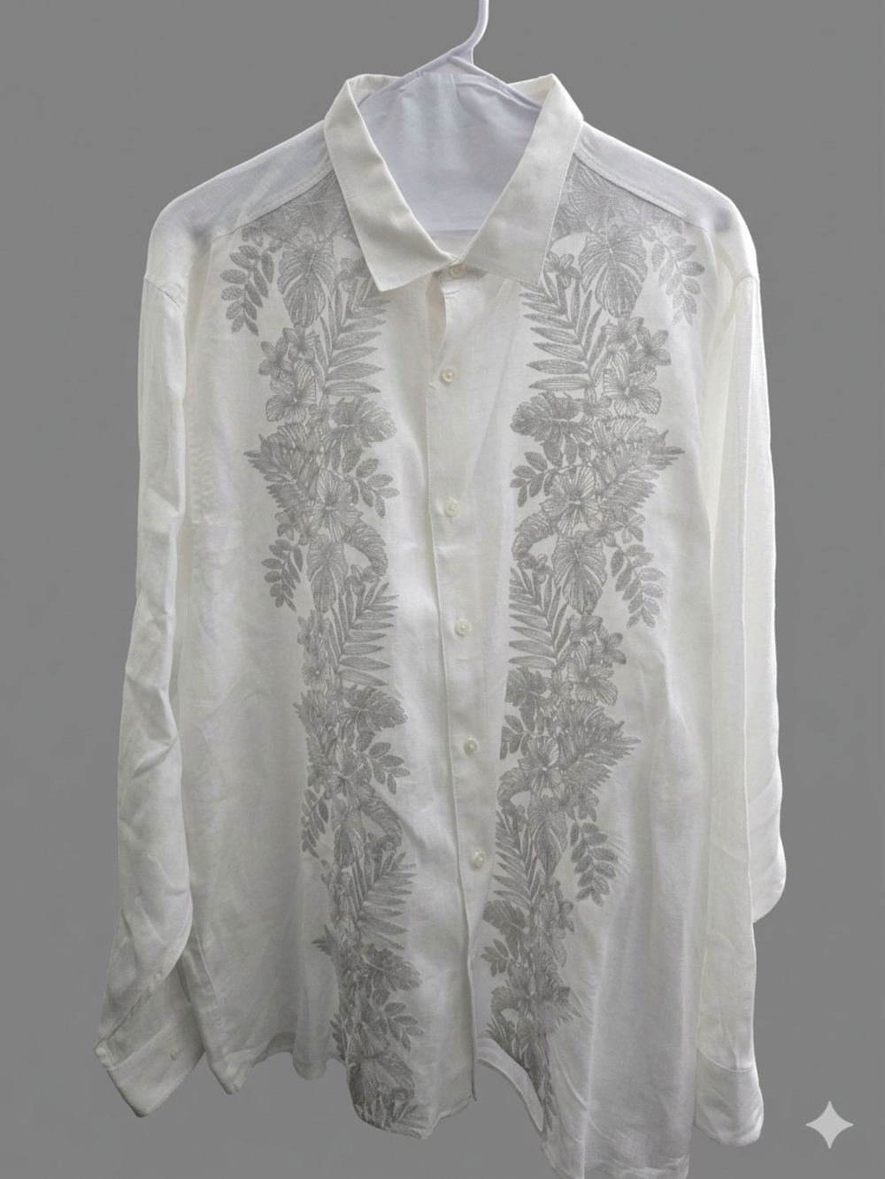 Tommy Bahama White Embroidered Floral Button-Up Shirt